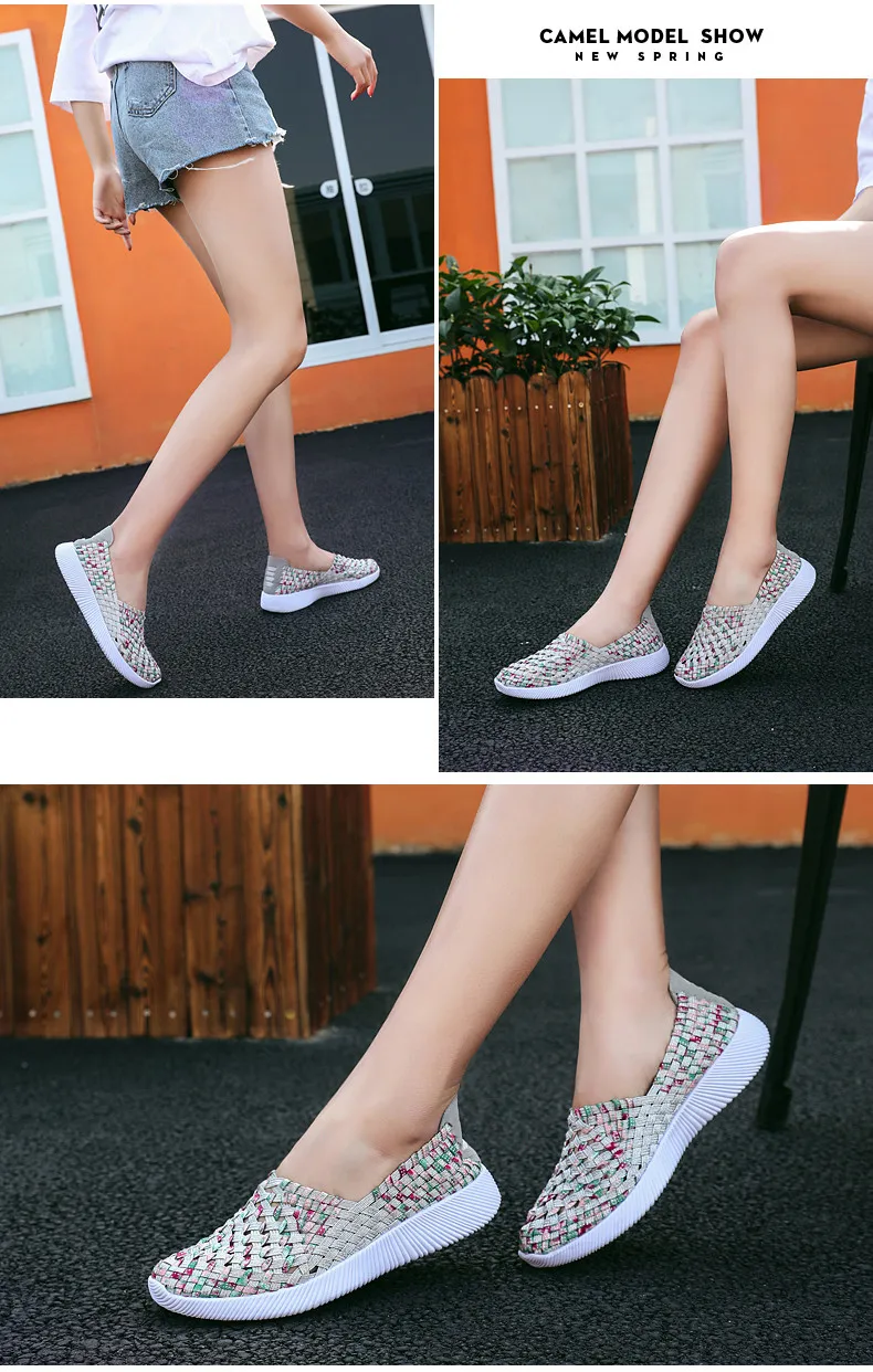 2019 spring women flat shoes light flat loafers shoes Breathable Driving Shoes walking woven shoes for ladies loafers (9)