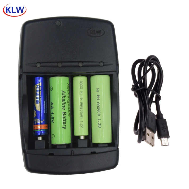 Умное зарядное устройство с 4 слотами USB для аккумуляторных батарей 1 2 в AA AAA AAAA NiMh