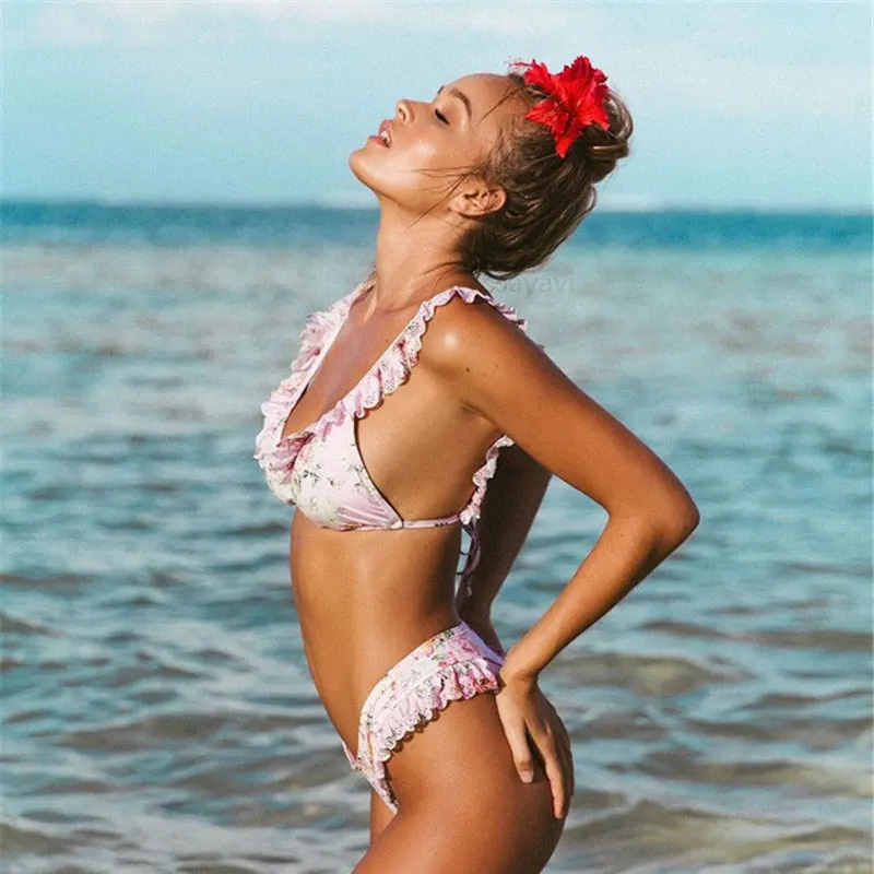 Swmmer Liket Bikini Flower print swimwear bikinis 2019 mujer Triangle swimsuit women