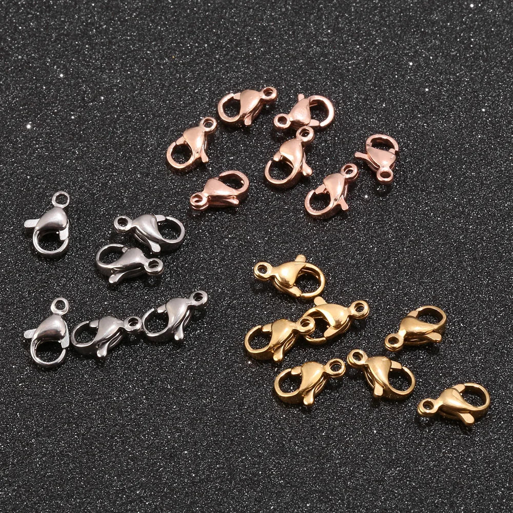 120pcs 18K Gold Plated Stainless Steel Lobster Claw Clasp Jewelry Findings