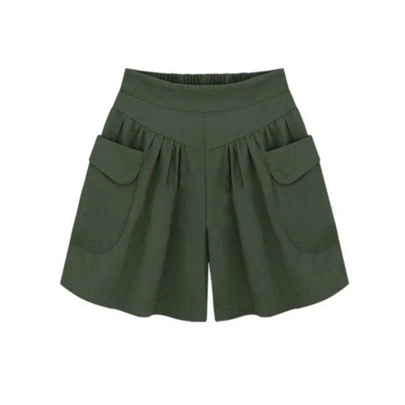 

NDUCJSI Women Elastic Waist Short Pants All-match Loose Solid Colors Soft Cotton Casual Short Femme Summer Street Fashion Shorts