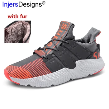 

Hot Sale Casual Shoes For Men Sneakers Warm With Fur Men Flats Moccasins Lace-Up Walking Shoes Comfortable Man Trainers Big Size