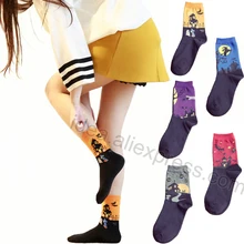 Подарки на Хэллоуин, стиль, высокое качество, Харадзюку, носки в стиле хип-хоп, летучая мышь, тыква, дьявол, замок, ведьма, с рисунком, Счастливого Рождества, идея носки