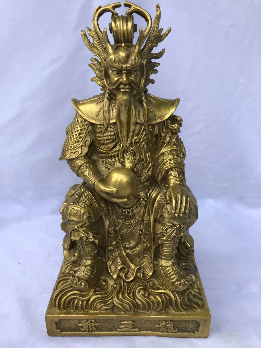 Old Chinese Mythology King Longwang rain God cooper Statue sculpturein