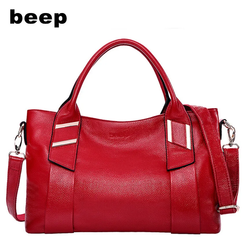 

Beep Brand 2017 New Superior cowhide Leisure fashion Genuine Leather bag tote women leather shoulder women's bag