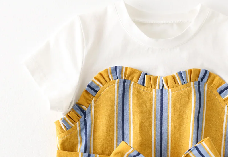Princess dress Kids Baby Girls Summer Stitched striped bows Short sleeved dress sweet style children's clothing (11)