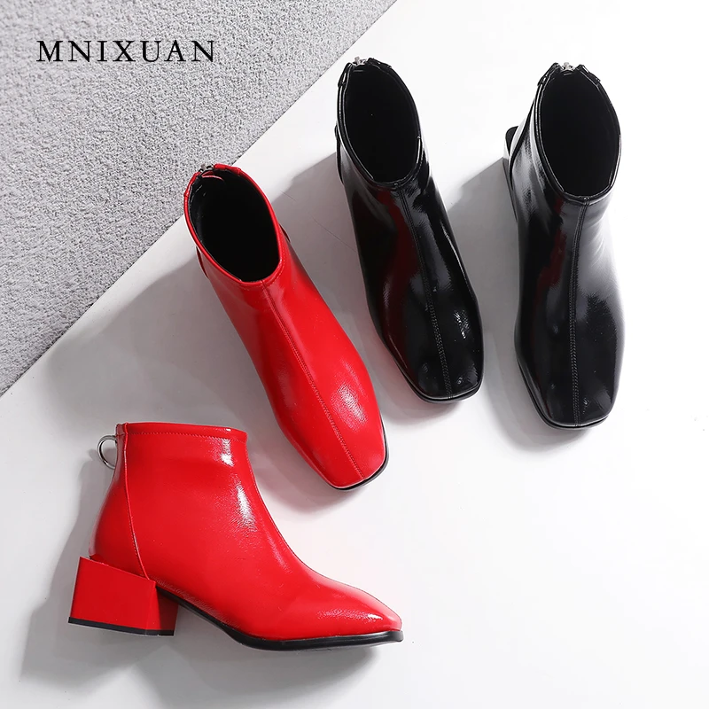 office red ankle boots