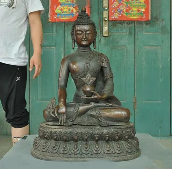 

wedding decoration 26"Tibetan Buddhism Bronze Sakyamuni Shakyamuni Tathagata Medicine Buddha statue