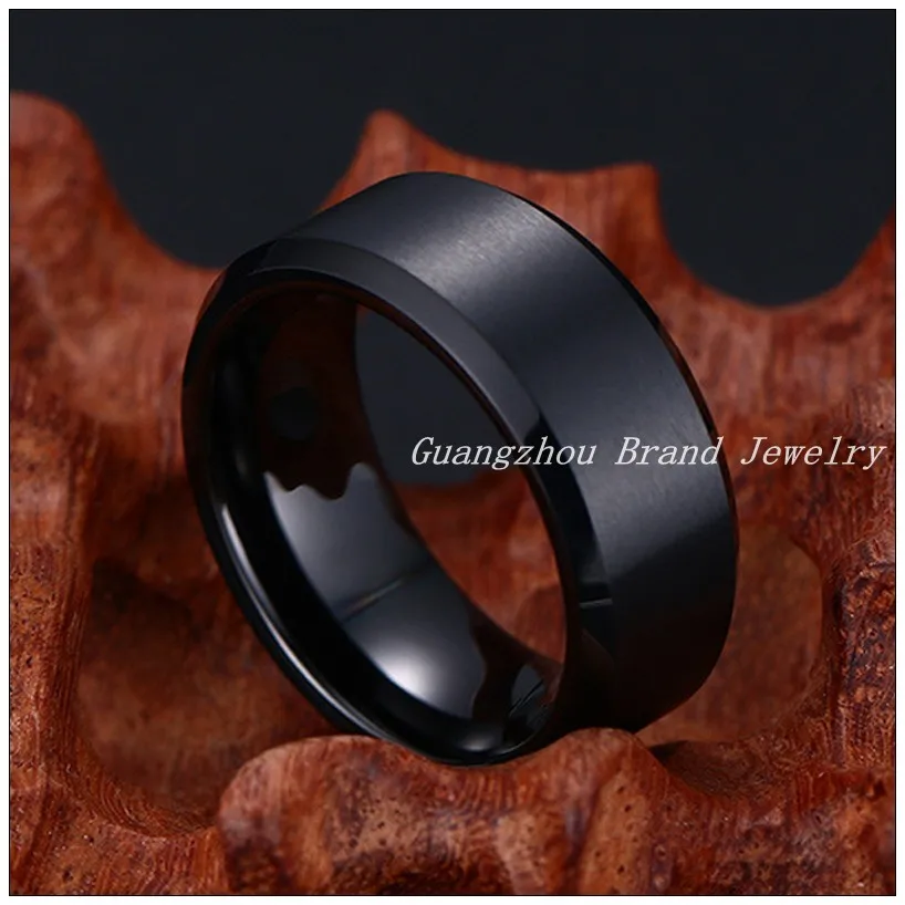 New Charming Tungsten Steel Classic Black Mens Boys Rings Fashion