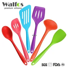 Силиконовая кухонная утварь WALFOS, набор кухонной утвари из 6 предметов, лопатка, ковш, ложка для спагетти, лопатка с горизонтальными прорезями. Пособия по кулинарии инструменты