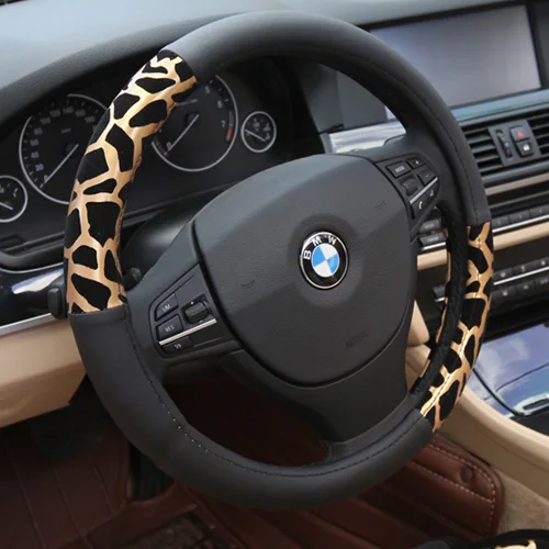 Personalized Leopard Print Car Steering Wheel Cover Plush Golden Silvery Steering Covers Accessories Auto Upholstery Supplies Personalized Leopard Print Car Steering Wheel Cover Plush Golden Silvery Steering Covers Accessories Auto Upholstery Supplies
