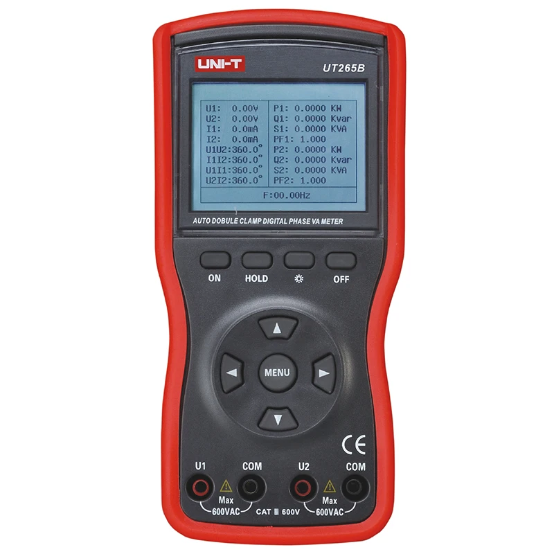 

UNI-T UT265B Auto Double Clamp Digital Phase Meter VA Volt Ammeter Power Factor Tester Power Meter w/FRS-232 & LCD Backlight