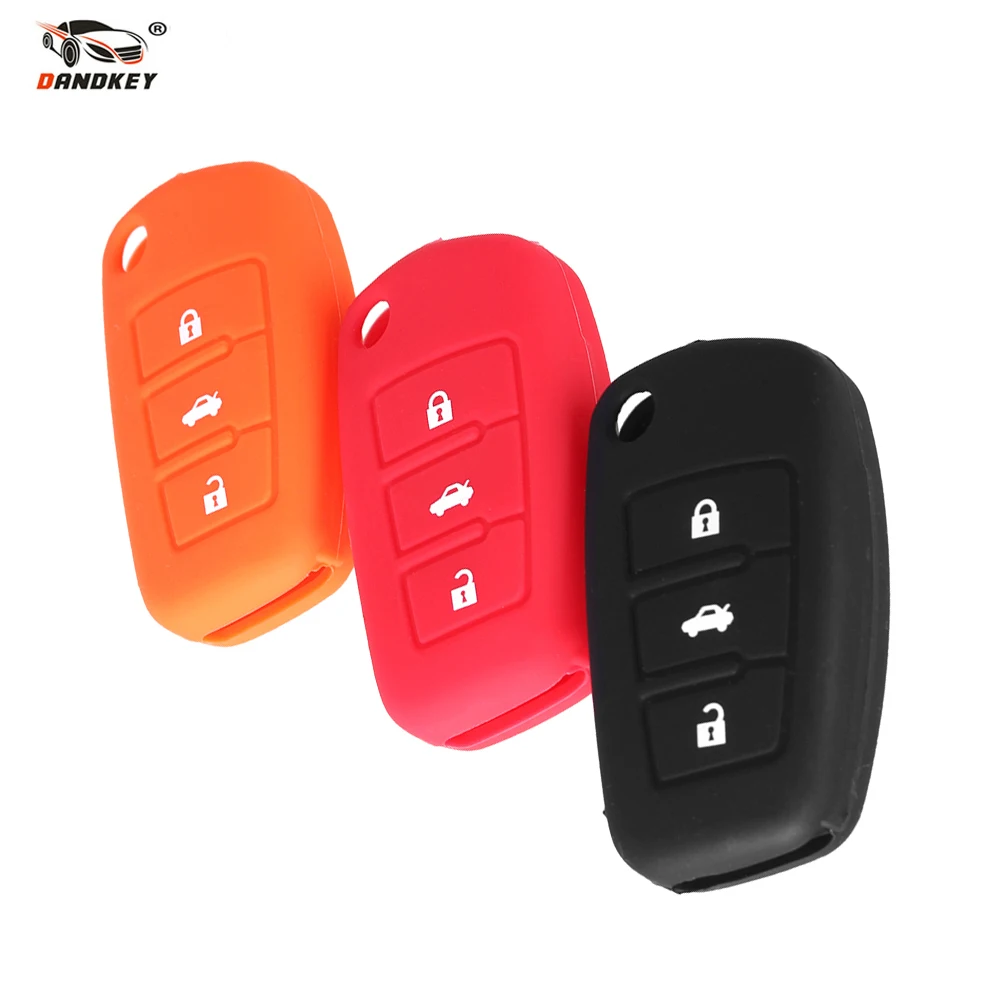 

DANDKEY 3 Buttons Car Silicone Key Cover Styling Case Cover Fob Shell For Audi A1 A3 Q3 Q7 R8 A6L TT Key Case Four Car Styling