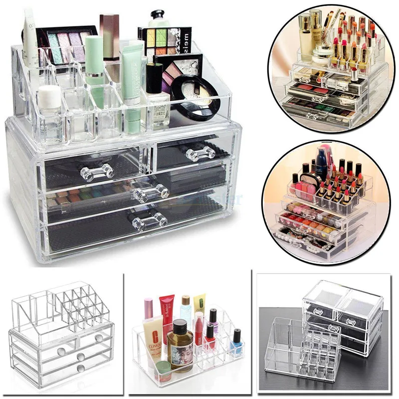 

Newly 4 Drawer Clear Acrylic Cosmetic Organizer Makeup Case Makeup Storage Box Jewelry Storage Holder Box