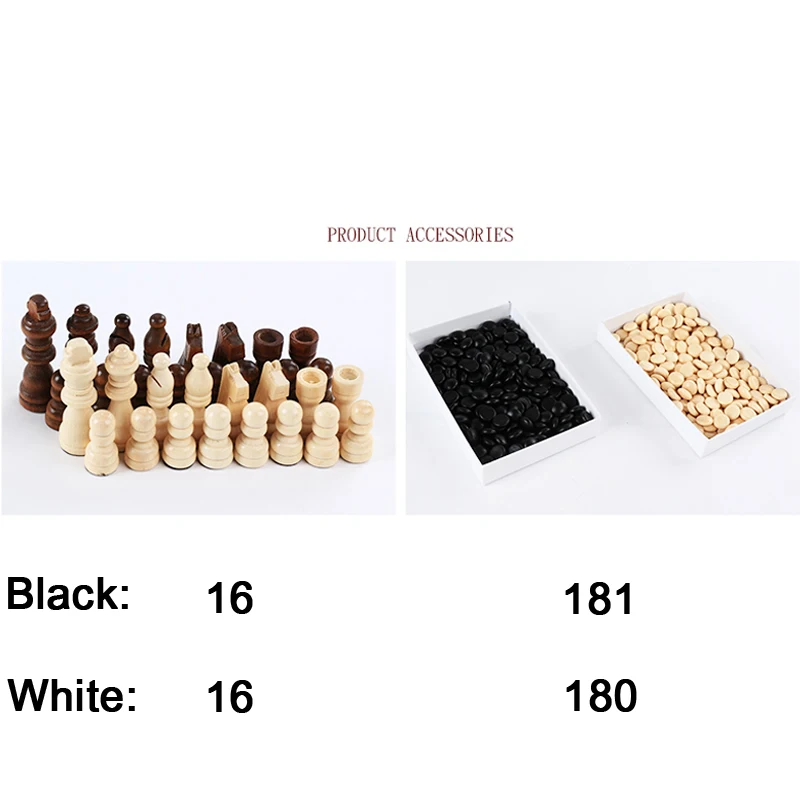 Hot 2 In 1 Collapsible Chessboard Wooden Chessman Chess&Go Game Chess Board Go Games Upscale Set Boxed Travel Children&Kid Gifts