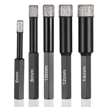 

6Mm/8Mm/10Mm/12Mm/14Mm Diamond Hole Opener Hexagonal Shank Durable Drill Bit Braze Porcelain Glass Ceramic Dry Cut