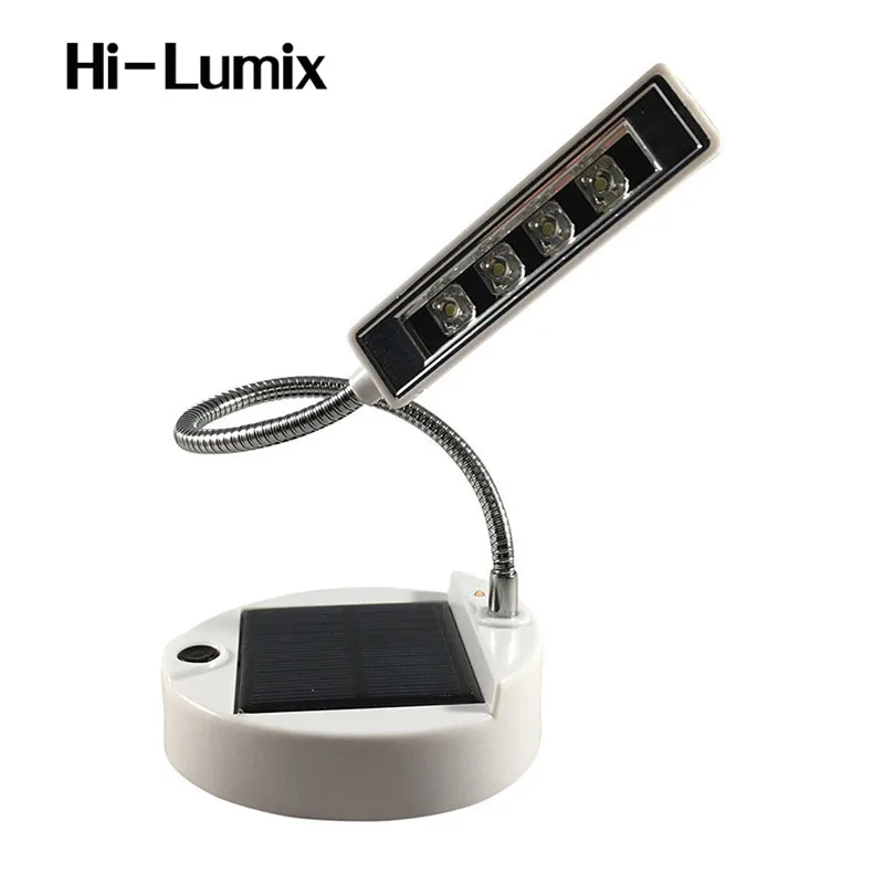 Hi-Lumix 4LED перезаряжаемая настольная лампа на солнечной батарее, USB книжный светильник, светильник для чтения ноутбука, гибкий дизайн, IP55 Водонепроницаемый Кемпинг