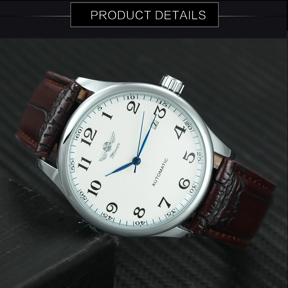 Fashion Business Men Automatic Wrist Watches Leather Strap Male Mechanical Watches Calendar Date Clock montre homme +GIFT BOX