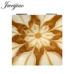 JWEIJIAO New Pocket Mirrors Mini Square shaped 1X/2X Magnifying Folding PU Leather espejo Coffee Latte Carving Love Heart Art JWEIJIAO New Pocket Mirrors Mini Square shaped 1X/2X Magnifying Folding PU Leather espejo Coffee Latte Carving Love Heart Art