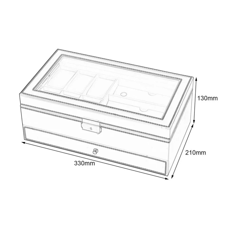 Многофункциональный двухслойный деревянный ящик для хранения ювелирных часов солнцезащитные очки Часы Дисплей Слот Чехол Контейнер
