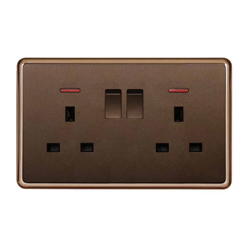 UK Standard 13A Wall Plate Double Universal Switched Plug Socket with