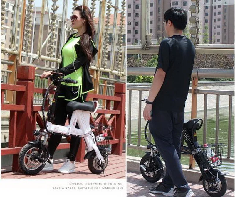 Flash Deal Venividivici Super light Mini-electric bike with Basket folding female small electric car lithium battery adult scooter 46
