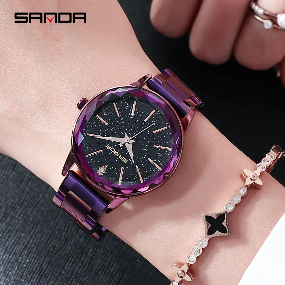 

SANDA New Fashion woman watch 2018 Waterproof Star Watch Female Korean Version Chain Watch Stainless Steel Tape Quartz Watch