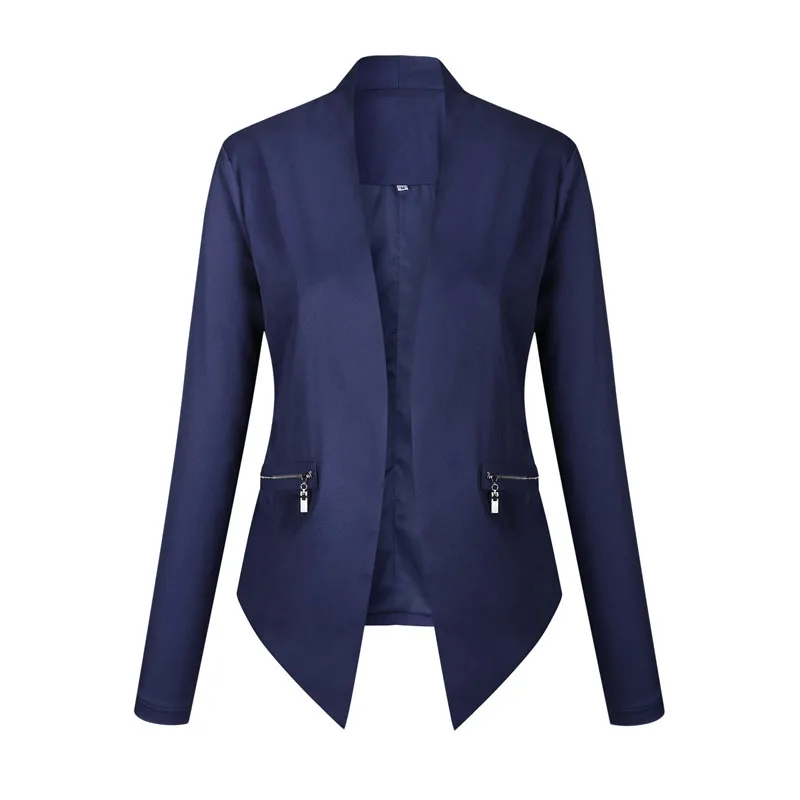 Women's blazer Elegant Solid color No buckle long sleeves No collar ...