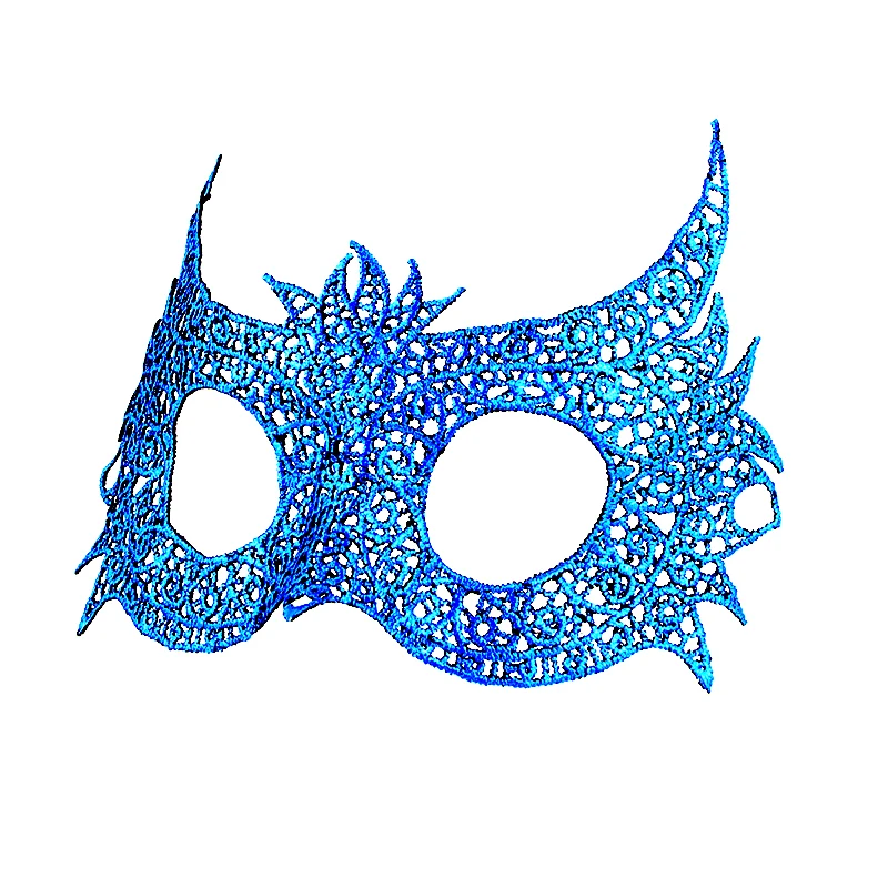 Синий горячий тиснение Дамы Сексуальная Маскарадная маска из кружева для карнавала Хэллоуин выпускного вечера половина лица мяч вырез глаз маски#30 - Цвет: PM032TB