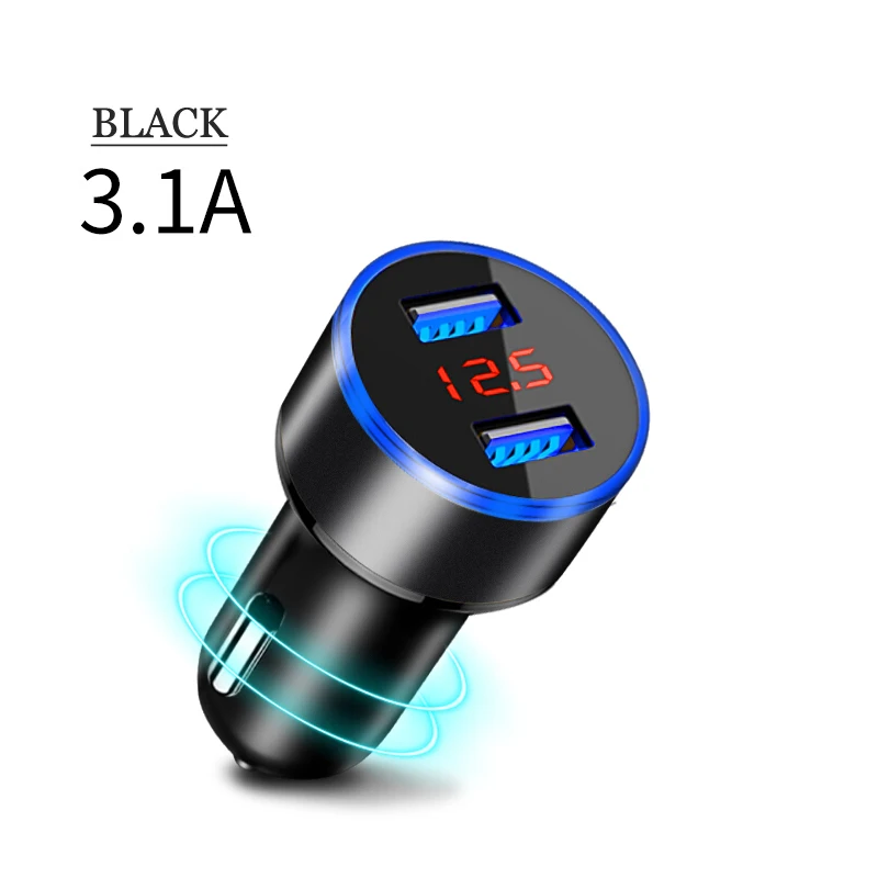 

2 USB car charger LED screen 5V3.1A fast charging voltage monitoring for iPhone