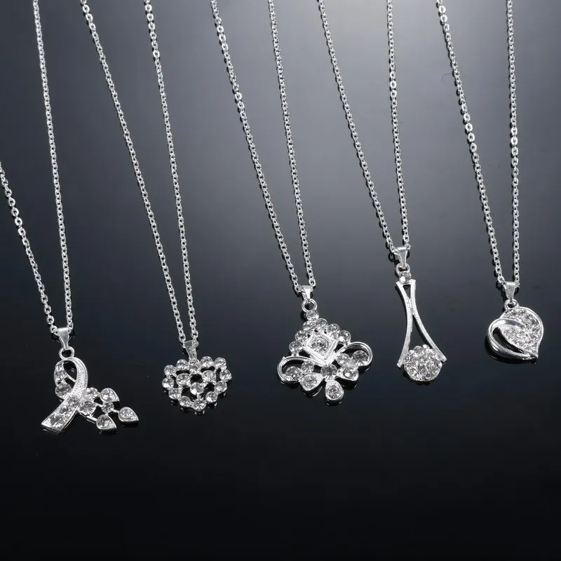 

12 style Women Wedding Jewelry Silver Tone Crystal Choker Necklace Set Earrings African Jewelry Sets Party Accessories Random