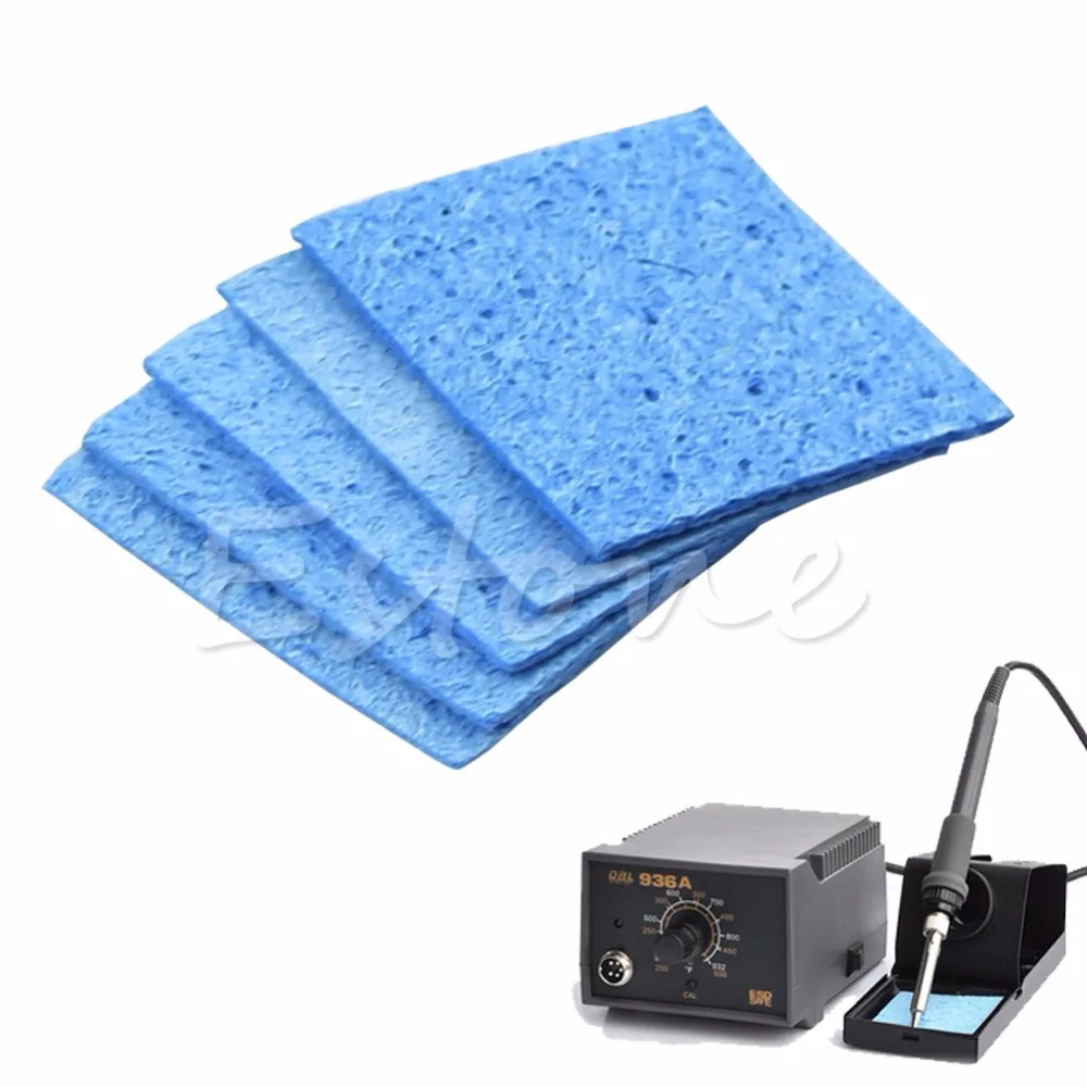 5pcs Soldering Iron Solder Tip Welding Cleaning Sponge Pads Blue Size