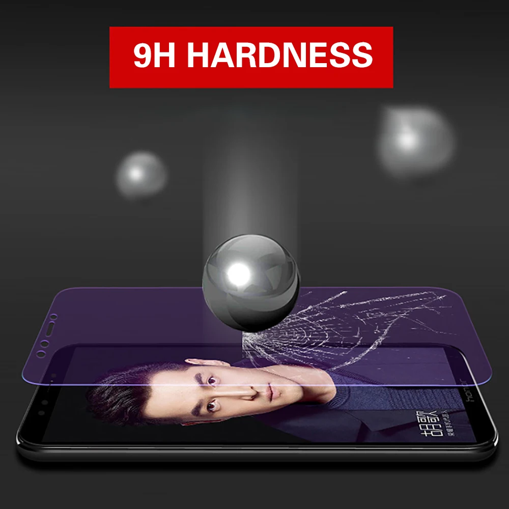 Eqvvol полное покрытие, фиолетовый светильник, закаленное стекло для huawei Honor 8, 9, 10, 8X MAX Play, Защита экрана для Honor Note 10, 8, V10, пленка