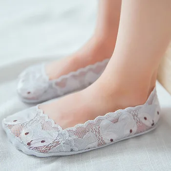 

2018 Summer Girl Silica Gel Lace Boat Socks Invisible Cotton Sole Non-slip Antiskid Slippers Cartoon Sock New Arrival L1