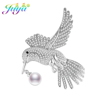 

Newest Design Micro Pave CZ Austrian Rhinestone Crystals Aztec Hummingbird Decorative Pin Pearl Sweater Women Fashion Brooches