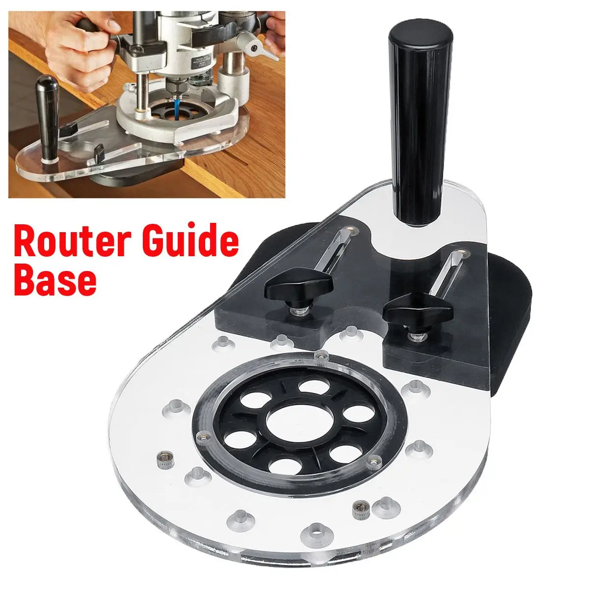 

1Set Offset Router Base Plate With Edge Guide Fence For Electric Drill Bits Set Wood Laminator Trimmer Woodworking Tool