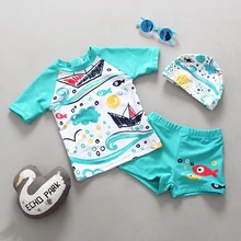 Swimwear Youngsters Boys Swimsuit Two Items Rash Guards Swimming Bathing Trunks Swim Put on Set UV Solar Safety Kids Swimsuits