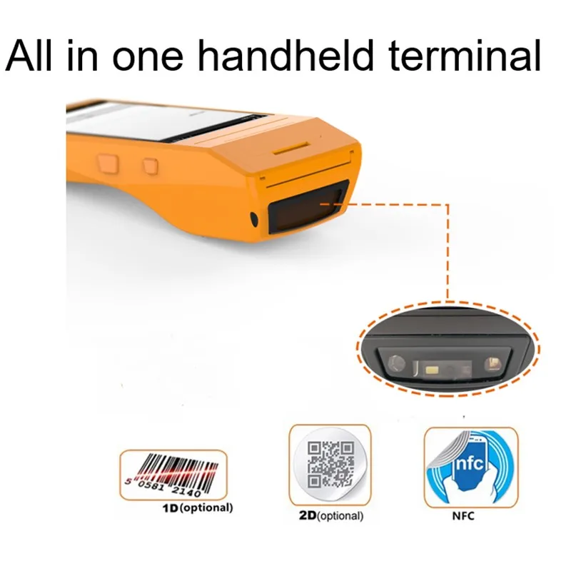 Android PDA with built in thermal printer 5.5 inch Touch screen Smart NFC 1D 2D barcode scanner handheld Android PDA Terminal