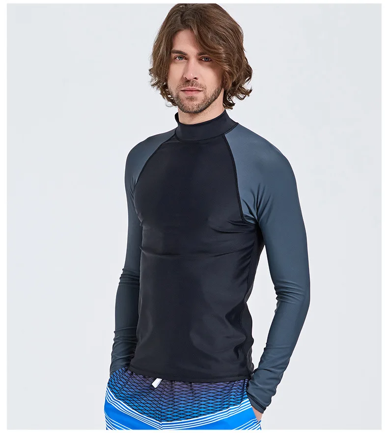 Sbart мужской спортивный топ с длинными рукавами, купальные костюмы, одежда для дайвинга, рубашка, купальный костюм, гидрокостюм для подводной охоты, футболка с воздушным змеем - Цвет: Черный