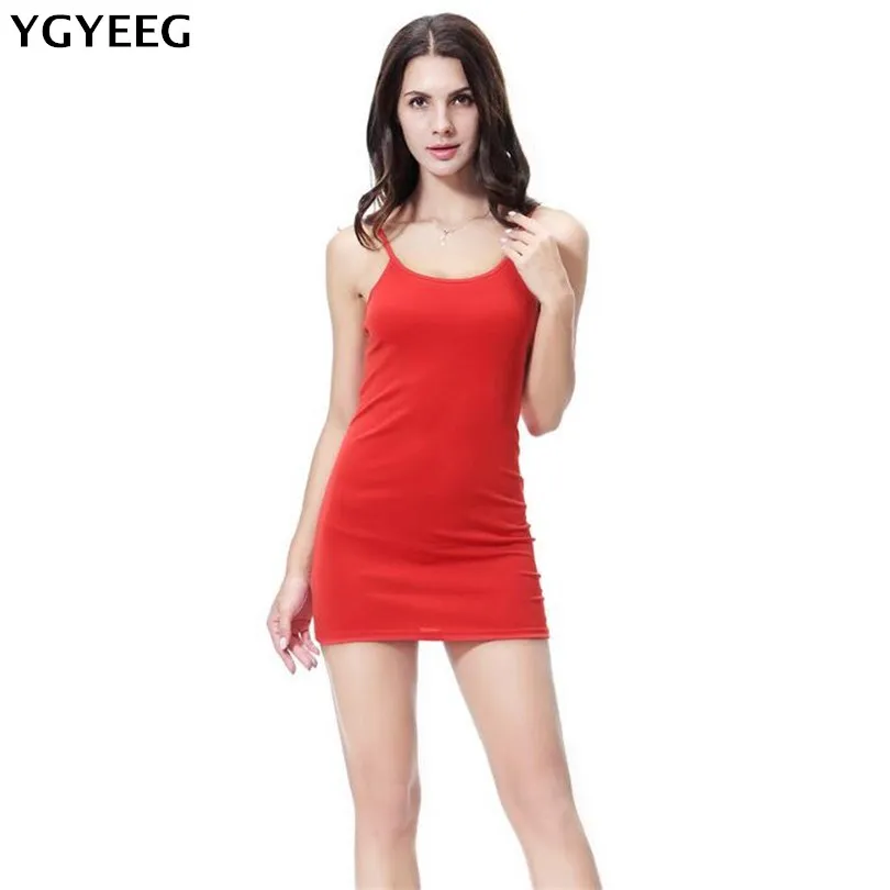 

YGYEEG Women Summer Bodycon Dress Sleeveless Square Collar Sexy Spaghetti Strap Dresses Sheath Clubwear Party Mini Dress Femme
