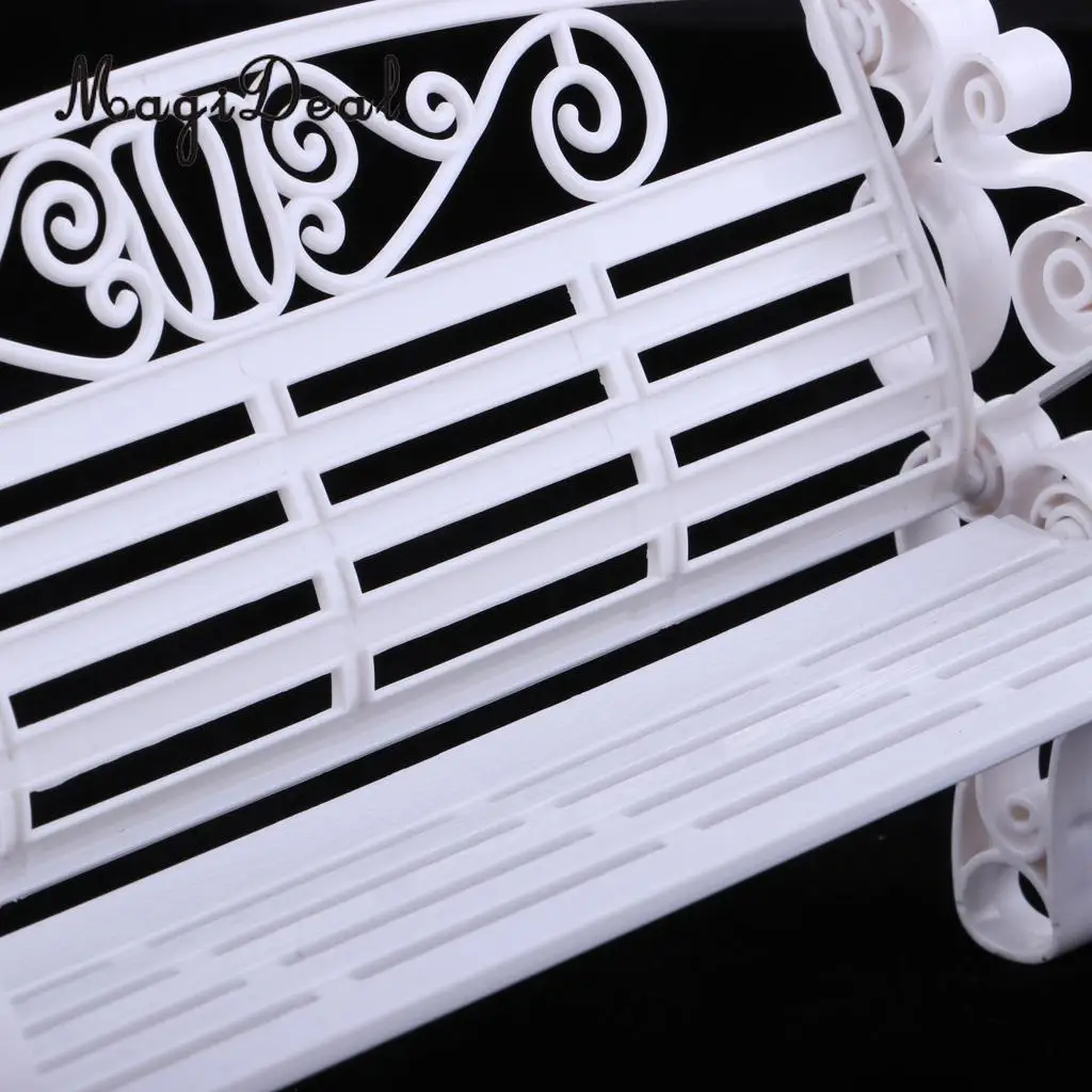 Pink 1/6 Scale Dollhouse Miniature Park Bench for Dolls House Garden Yard Furniture Decor Dolls Acc Model Toy