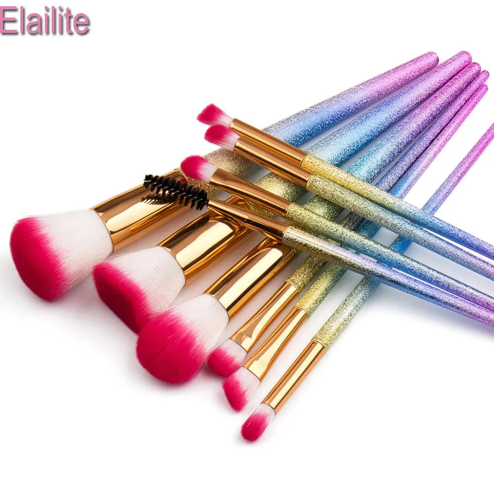 

Unicorn Makeup Brushes 12pcs Thread Rainbow Professional Make Up Brush Set Blending Powder Foundation Eyebrow Eye Contour Brush