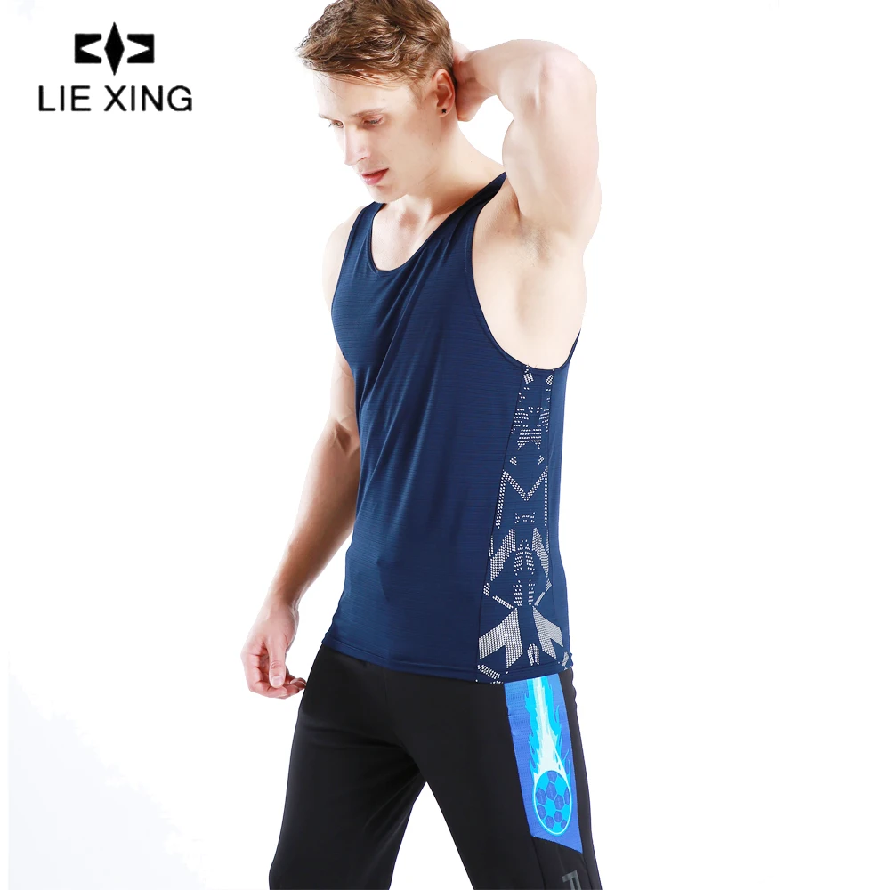 

LIEXING Sleeveless Gym T Shirt Men Elasticity Running Shirt Summer Vest Breathable Mens Tank Top Workout Fitness Sport Shirt