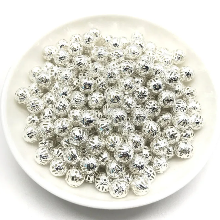 4, 6, 8, 10 мм, 30-200 шт, металлические круглые бусины для изготовления ювелирных изделий, сделай сам, браслет, ожерелье - Цвет: 02