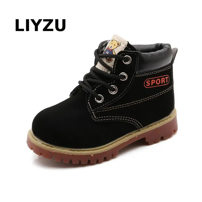 

kids Genuine Leather Boots Boys Girls Boots Kids Shoes Plus Velvet Autumn Winter Waterproof fashion Comfortable Martin Boots