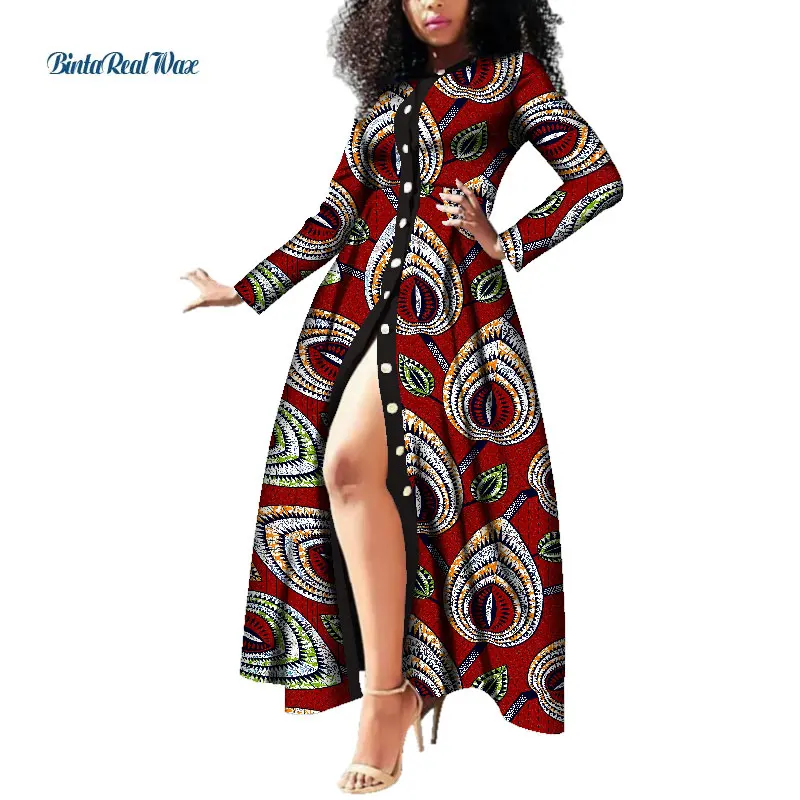 Африканские платья для женщин с восковым принтом, длинные платья Vestido Bazin Riche Dashiki, женская одежда в африканском стиле WY3785