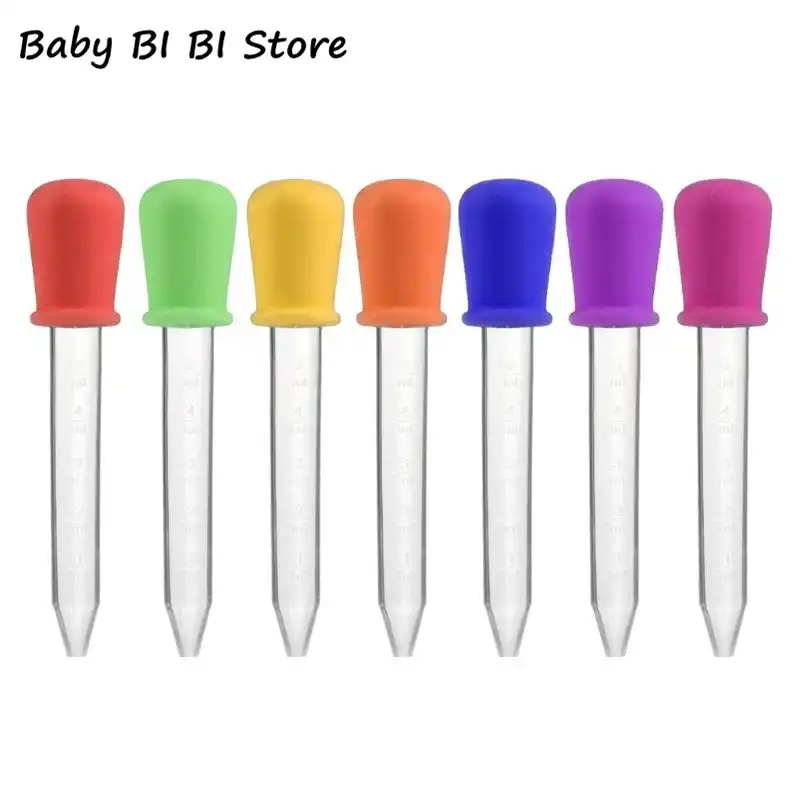 5ml silicone pipeta líquido comida conta-gotas de plástico bebê alimentação medicina conta-gotas colher bureta utensílios infantis