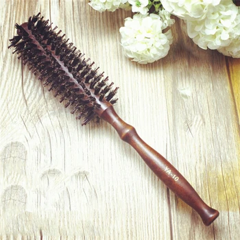 

Portable Hair Brush Comb Round Anti-static Curly Brush Natural Bristle Wood Handle Hair Styling Comb Hairdress Brosse Cheveux