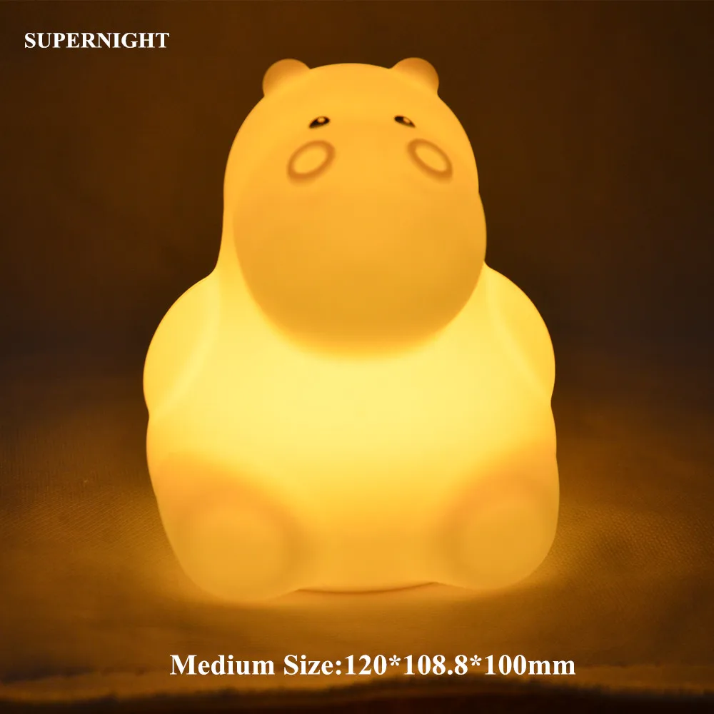 Суперночной милый Бегемот светодиодный ночник сенсорный датчик 9 цветов мультфильм силикон Дети Детская спальня прикроватная настольная