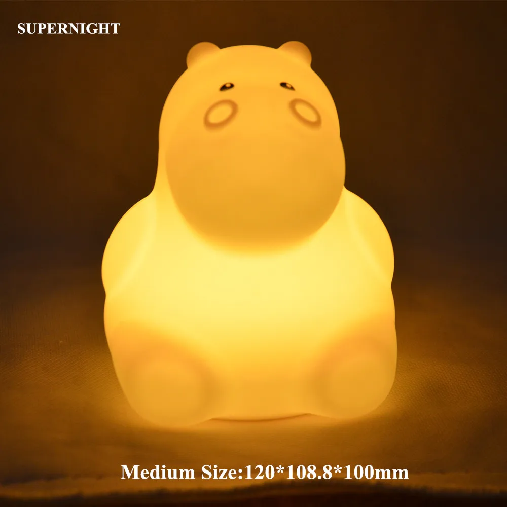 

Touch Sensor 9 Colors Hippo LED Night Light Cartoon Silicone Battery Powered Bedroom Bedside Lamp for Children Kids Baby Gift